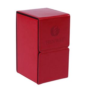 Boîte de rangement pour cartes FX avec plateau à dés amovible pour jeux de cartes à collectionner, grande capacité, boîte en cuir PU rouge magnétique - Product Image 4