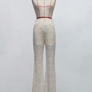 Wholesale Custom OEM/ODM Solid Color Gorgeous Stretch <b>Lace</b> Harem Ankle-Length Pants <b>Elastic</b> Waist Anti-Wrinkle - Product Image 2