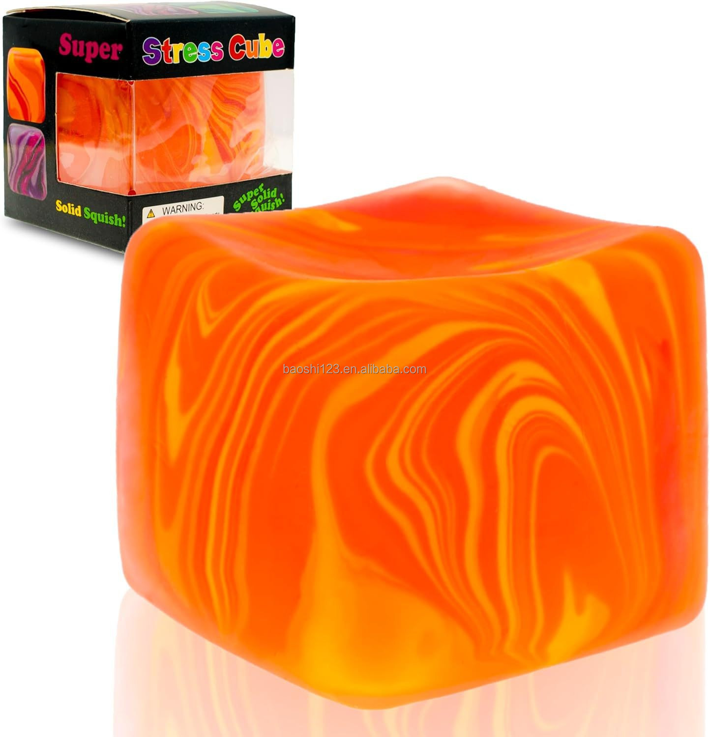 (orange)5.5cm Marbled Square Squishy(color box)