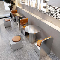 Ensemble de table à manger, style nordique minimaliste, luxe léger, style Hong Kong, meubles de restaurant en acier inoxydable, restaurants commerciaux