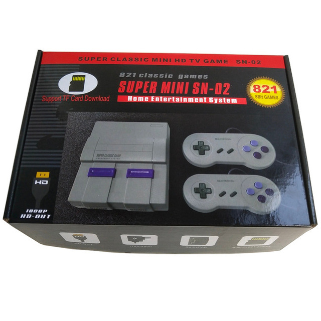 SNES Retro Video Game Console with 821 Built-In Games HD Output Support Wired Connection Downloadable Games-Gift