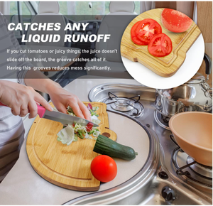 Juego de Tablas de Cortar de Bambú para Acampar, Ecológicas y Duraderas, con Ranuras para Jugo y Orificio para Colgar, para Carne, Verduras, Queso, Regalos para Campistas - Product Image 2