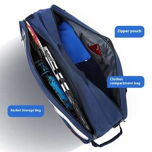 Sac à raquettes de badminton ou de tennis à bandoulière simple ou double, 3 pièces, grande capacité, toile imperméable, portable, épais - Product Image 3
