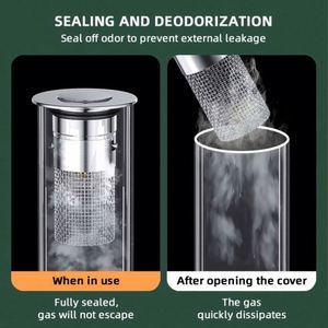 Bouchon de lavabo en acier inoxydable et cuivre, filtre de drain de sol anti-odeur, écologique, sans électricité, avec système pop-up - Product Image 5
