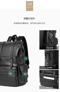 Sac à dos pour ordinateur portable 15,6 pouces en cuir Andong pour homme, avec dos respirant, en cuir de vache véritable, sac de voyage tendance pour l'extérieur 6760 - Product Image 5