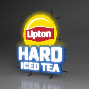 定制广告促销冰茶饮料POP Led霓虹灯点亮墙壁标志