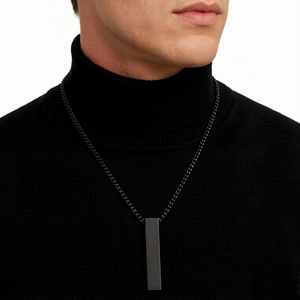 Collar Largo con Colgante Rectangular Geométrico, <span class=keywords><strong>Cadena</strong></span> Minimalista de Acero Inoxidable en Dorado, Plateado y Negro para Mujeres y Niñas, Ideal para Regalo - Product Image 3