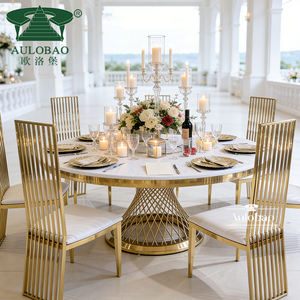 Juego de Mesa de Comedor Redonda Moderna con Base de Acero Inoxidable a Precio Económico para 8 Personas - Product Image 4