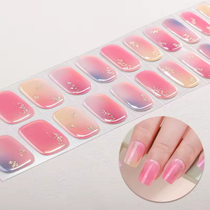 Glam Gold <span class=keywords><strong>Foil</strong></span> Glitter Gel Nail Wraps Tiras a presión Autoadhesivas No se necesitan UV Nail Art Stickers - Product Image 3