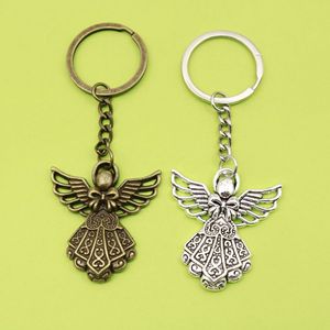 Portachiavi Angelo Custode in Filigrana, Lega di Zinco, Argento Anticato, Bronzo, Ciondolo con Ali per Battesimo, Ricordo per Madrina - Product Image 1