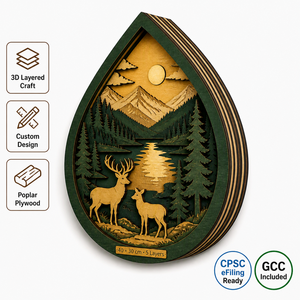 Decorazione da Tavolo a Forma di Goccia con Effetto Ombra di Cervo |   Compensato di Pioppo Tagliato al Laser con Profondità di Taglio Precisa |   Soggiorno e Ufficio Stile Montagna e Lago |   Regalo Personalizzabile - Product Image 1