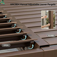 Pergola à lames orientables en aluminium sur mesure ANCSEM avec commande manuelle, télécommande et application, toit réglable, patio extérieur, imperméable