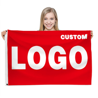 Drapeaux et bannières personnalisés de haute qualité, meilleur prix, impression numérique 3x5 pieds, polyester écologique, pour activités de plein air, logo rouge.