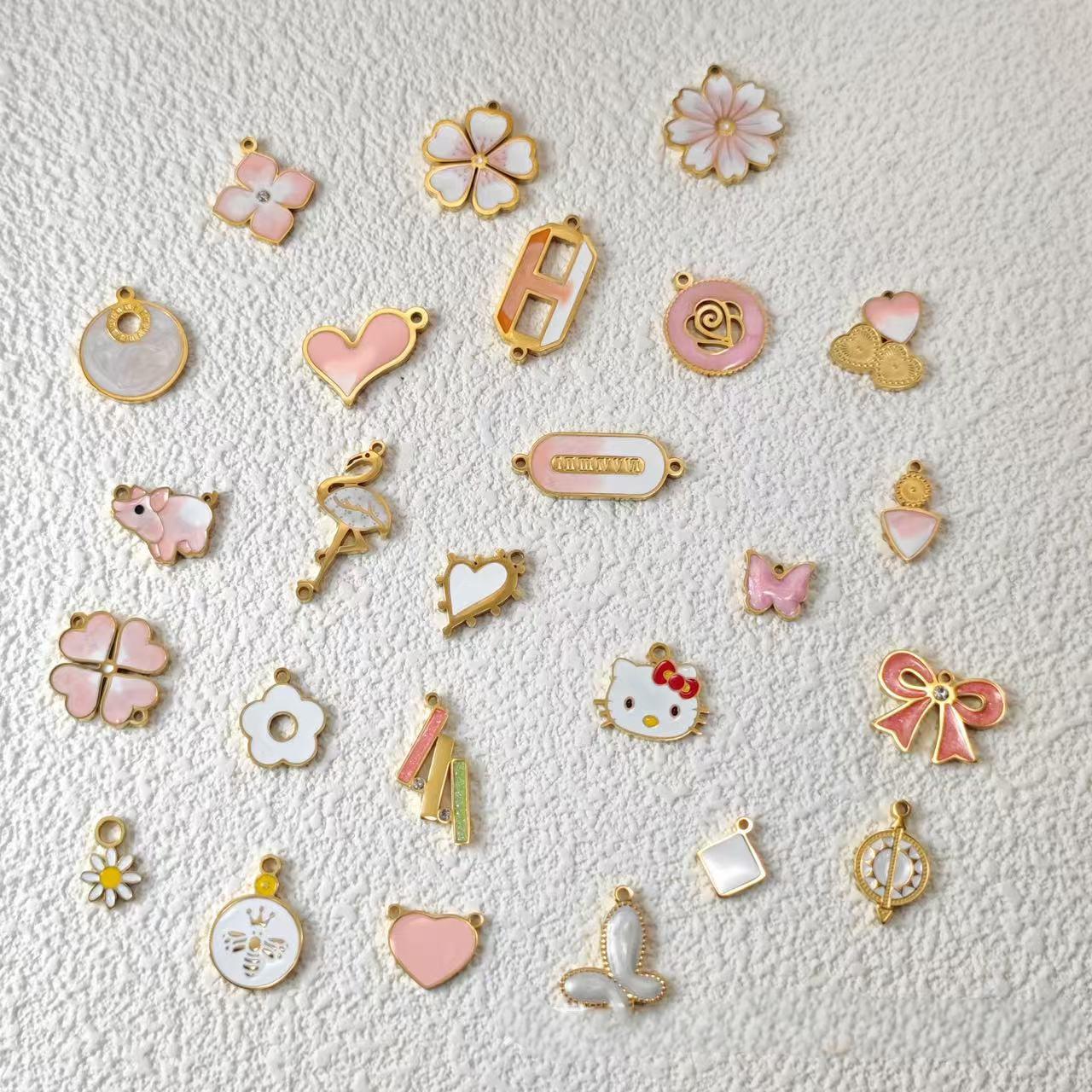 pink charms for jewelry making