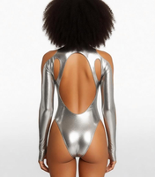 Tenue de lundi pour le Carnaval des Caraïbes : Monokini personnalisé à découpes métalliques, sexy, à épaules dénudées, manches longues, style body, pour soirées et clubs, vente en gros