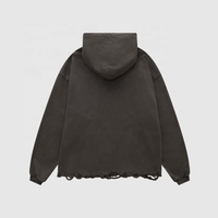 INFLATION 380GSM DTG OEM Sweat à capuche lavé French Terry Patchwork Ourlet irrégulier Sweats à capuche et sweat-shirts pour hommes