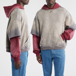 Sweat à capuche unisexe KingSen en coton tricoté 430 g/m², délavé à l'acide, séchage rapide, idéal pour la personnalisation de logo, coupe oversize – Vente en gros - Product Image 2