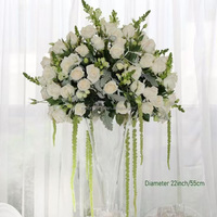 Arrangements floraux de mariage MoKtong, boule de fleurs en soie exquise de 80 cm, mélange de roses vertes et blanches, grande boule de fleurs pour lieu extérieur