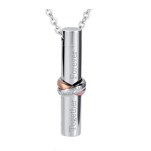 MECYLIFE Collana con Ciondolo Urna in Acciaio Inossidabile Incisa 'Insieme per Sempre' per Ceneri di Animali Domestici e Umani, Collana Commemorativa per Cremazione, Collana Portaprofumo - Product Image 4