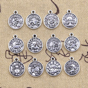 12 أنواع سحر البرج العذراء الحمل السرطان الأسد الميزان العتيقة حلية فضيّة متدلّية صنع اليدوية التبتية الفضة والمجوهرات - Product Image 2