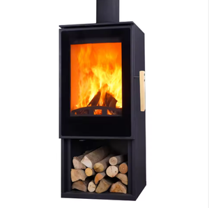 Estufa de Leña Moderna Independiente de Hierro Fundido con Calentador de Agua para Uso en Interiores de Casas Rurales, Villas y Granjas, Estilo Elegante para el Hogar - Product Image 1