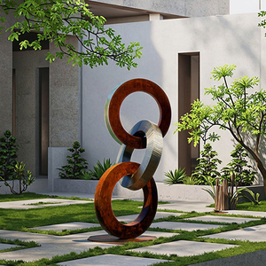 Tuyệt đẹp ngoài trời trang trí nội thất 3 vòng tròn lớn kim loại nghệ thuật tác phẩm điêu khắc - Product Image 2