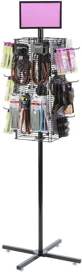 4-Sided Floor Display with Hook Elegant Rack Display for Products with Wheels — view 6