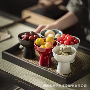 Assiette à fruits en céramique chinoise sur pied, en porcelaine, luxe rétro, pour la maison - Product Image 3