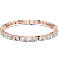 Bracelet tennis en diamants de laboratoire taille brillant rond, plaqué or 18K 14K, 4 griffes, classique pour femme, usage quotidien