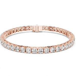 Bracelet tennis en diamants de laboratoire taille brillant rond, plaqué or 18K 14K, 4 griffes, classique pour femme, usage quotidien - Product Image 1
