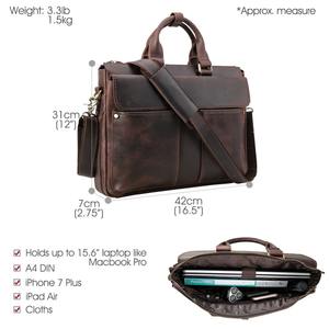 Réel en cuir Rétro Fait Main Mallette D'affaires Sac À Main 15.6 pouces Ordinateur Portable Sac À Bandoulière - Product Image 6