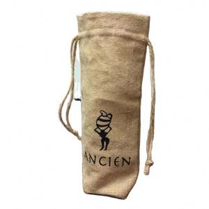 Usine Vente Toile De Jute Xmas Party Favor Sacs pour Bouteille De Vin Goodie - Product Image 1