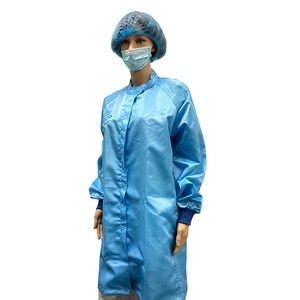 ALLESD antipolvere colore blu personalizzato ricamo ESD abito antistatico uniforme camera bianca uniforme - Product Image 2