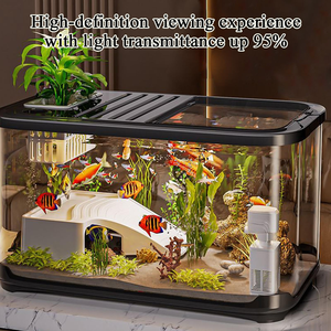 Aquarium de luxe en plastique avec couvercle, réservoir à poissons transparent créatif pour décoration de salon et bureau, boîte d'hébergement respirante pour tortues - Product Image 4