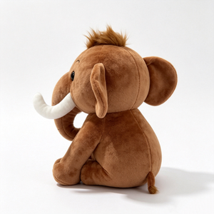 Mamouth en peluche marron personnalisé avec des dents blanches, adorable mamouth en peluche assis, mamouth en peluche doux aux grands yeux - Product Image 5