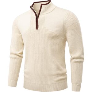 FOXA Mens <b>Quarter</b> <b>Zip</b> Sweater Lightweight Mock Neck Long Sleeve Knitted Solid Pullover Casual Wear - Product Image 1