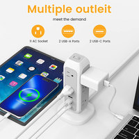 Worldplug 11-fach Steckdosenleiste US-Standard Vertikal Typ C Stromverteiler Turm-Verlängerungskabel mit USB-Anschluss