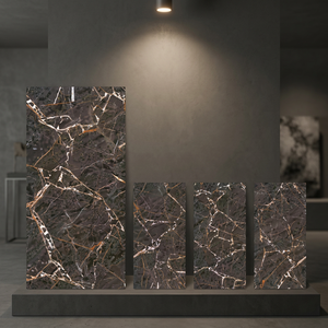 Azulejos de Porcelana Brillante con Efecto Mármol Marrón de 800x1600 mm para Interiores de Villas y Hoteles de Lujo - Product Image 2