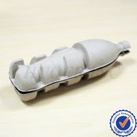 Boîtes rigides écologiques en pulpe moulée antichoc personnalisées, emballage cylindrique en verre, insert en pulpe de papier biodégradable, plateau pour bouteille, gobelet