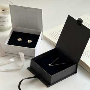 Caja de Embalaje de Joyería en Forma de Libro con Cinta de Alta Calidad, Material de Papel con Troquelado y Estampado en Caliente para Regalo de Boda - Product Image 3