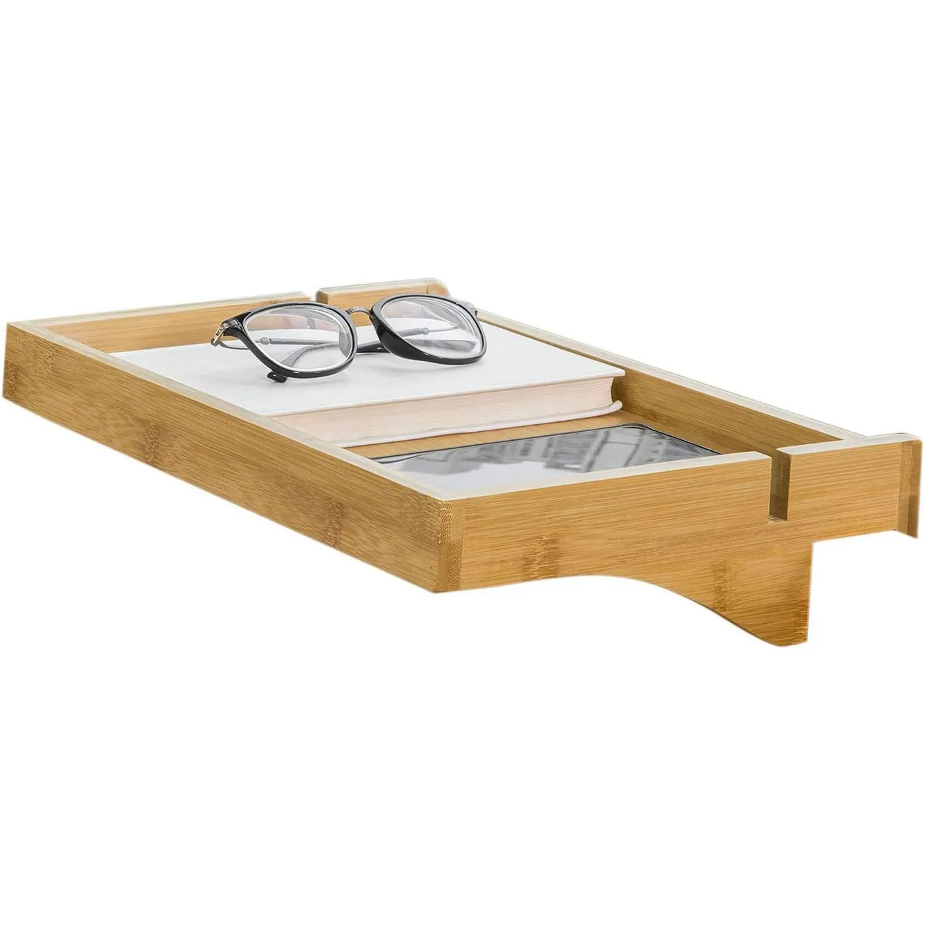 원격 제어를 위한 케이블 가이드 침대 Bedside 테이블 선반을 가진 대나무 침대 선반