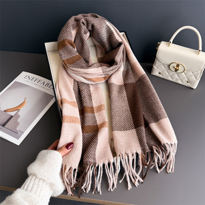 Elegant High End Lady Evening Wrap Soft Imitation Cashmere Shawl <strong>Wedding</strong> Guest Gift Scarf Luxury Plaid <strong>Pashmina</strong> for Women - Product Image 1