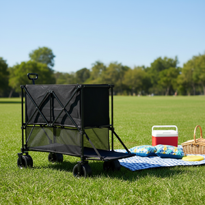Carrello Pieghevole a Doppio Strato Brevettato, Capacità Jumbo 260L, Carrello Utilitario Resistente con Sistema di Frenatura per <span class=keywords><strong>Campeggio</strong></span> - Product Image 1