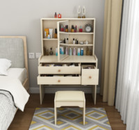 Ensemble coiffeuse de luxe moderne pour chambre à coucher avec miroir, en bois blanc, avec tiroirs et chaise, meuble de rangement pour petit coin de chambre, dernière collection