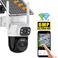 Caméra de sécurité solaire Wi-Fi 6MP Aov 2K HD, batterie longue durée, panneau solaire, extérieur, maison, ferme, 24H