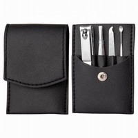 Mini kit de manucure et pédicure classique 5-en-1 en acier inoxydable, coupe-ongles portable professionnel avec sac, logo personnalisable, promotionnel
