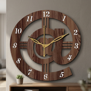 Nouvelle Horloge Murale Haut de Gamme Double Face en Bois, Design Moderne, Silencieuse, à Quartz, Forme Triangulaire, pour Salon - Product Image 1
