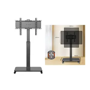 Height Adjustable Rotate 90 Degree TV Cart Mobile TV Stand Wheeled Flat Screen Television Stands With Rolling Casters