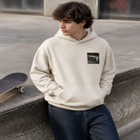 Sweat-shirt à capuche unisexe personnalisé en ivoire avec impression photo de skateboard, OEM ODM, en molleton