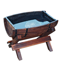 Support de pot de fleurs en bois léger demi-baril en sapin antique, 90 cm, capacité 26 L, pour jardin hydroponique surélevé, support de plantes pour la maison